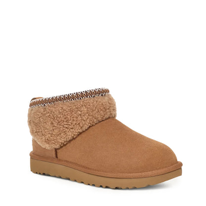 UGG Womens Classic Ultra Mini Maxi Curly Boot Chestnut