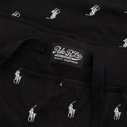 Polo Ralph Lauren Allover Pony Cotton Jersey Sleep Short Polo Black - The Sporting Lodge