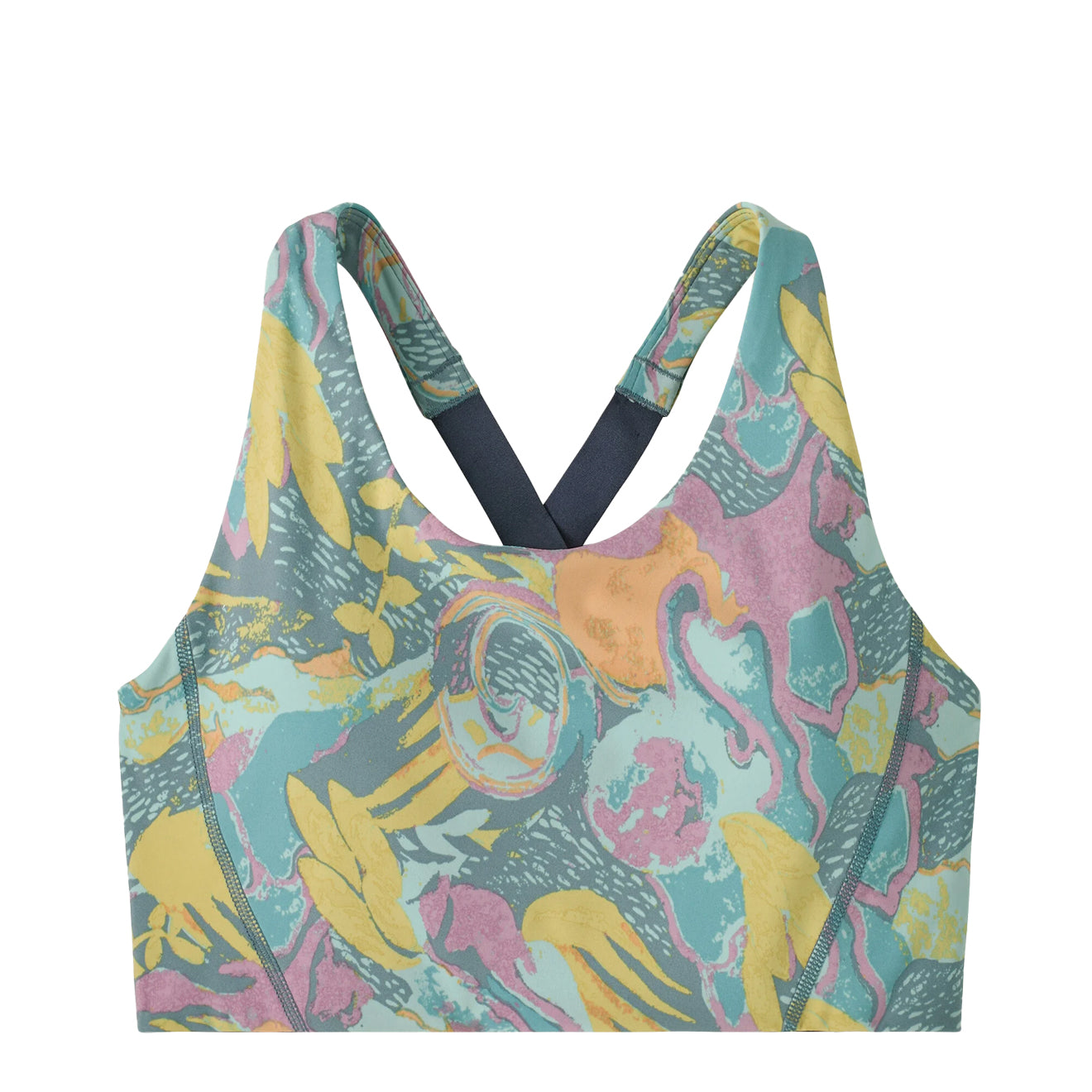 Patagonia Womens Shadowlite Mid Impact Adjustable Bra Moon Tripper Blue Sage