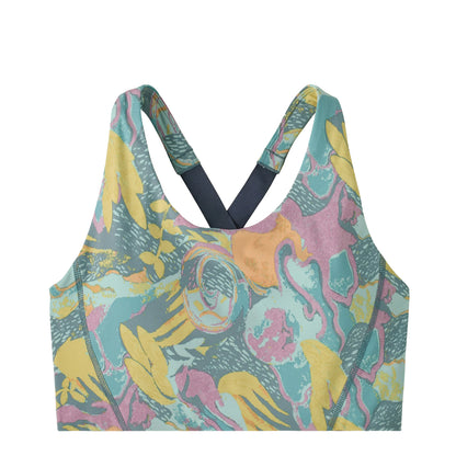 Patagonia Womens Shadowlite Mid Impact Adjustable Bra Moon Tripper Blue Sage