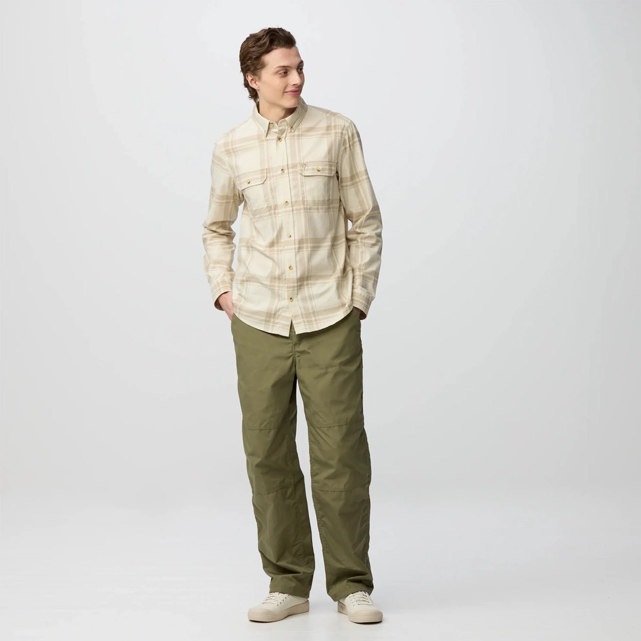 Fjallraven Ovik Lite Flannel Shirt Classic Dark Navy / Chalk White - The Sporting Lodge