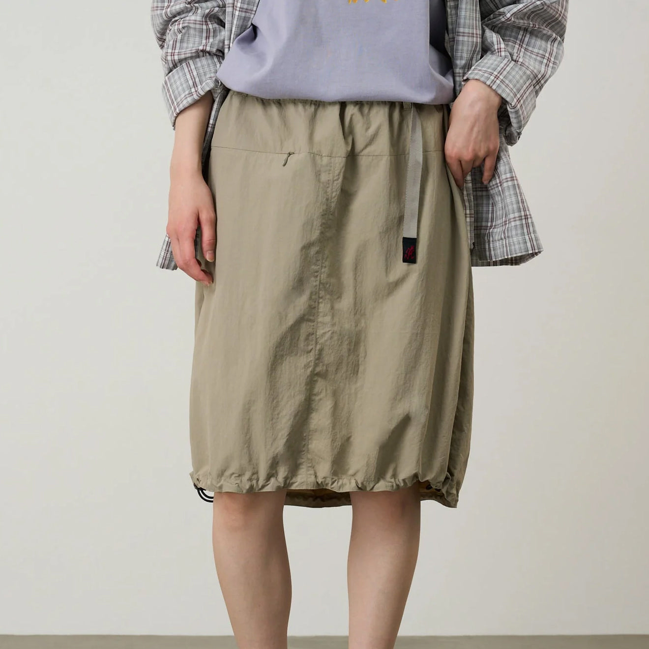 Gramicci Womens Nylon Packable Midi Skirt Milk Tea