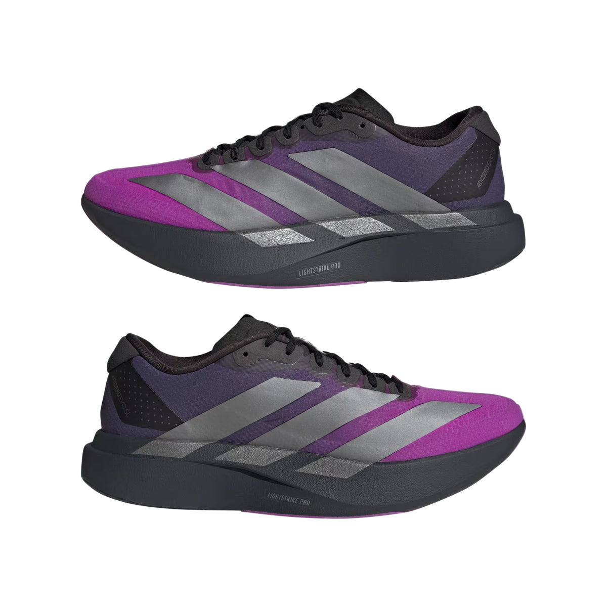 Adidas Adizero Evo SL Woven Trainer Carbon / Iron Metallic / Shock Purple