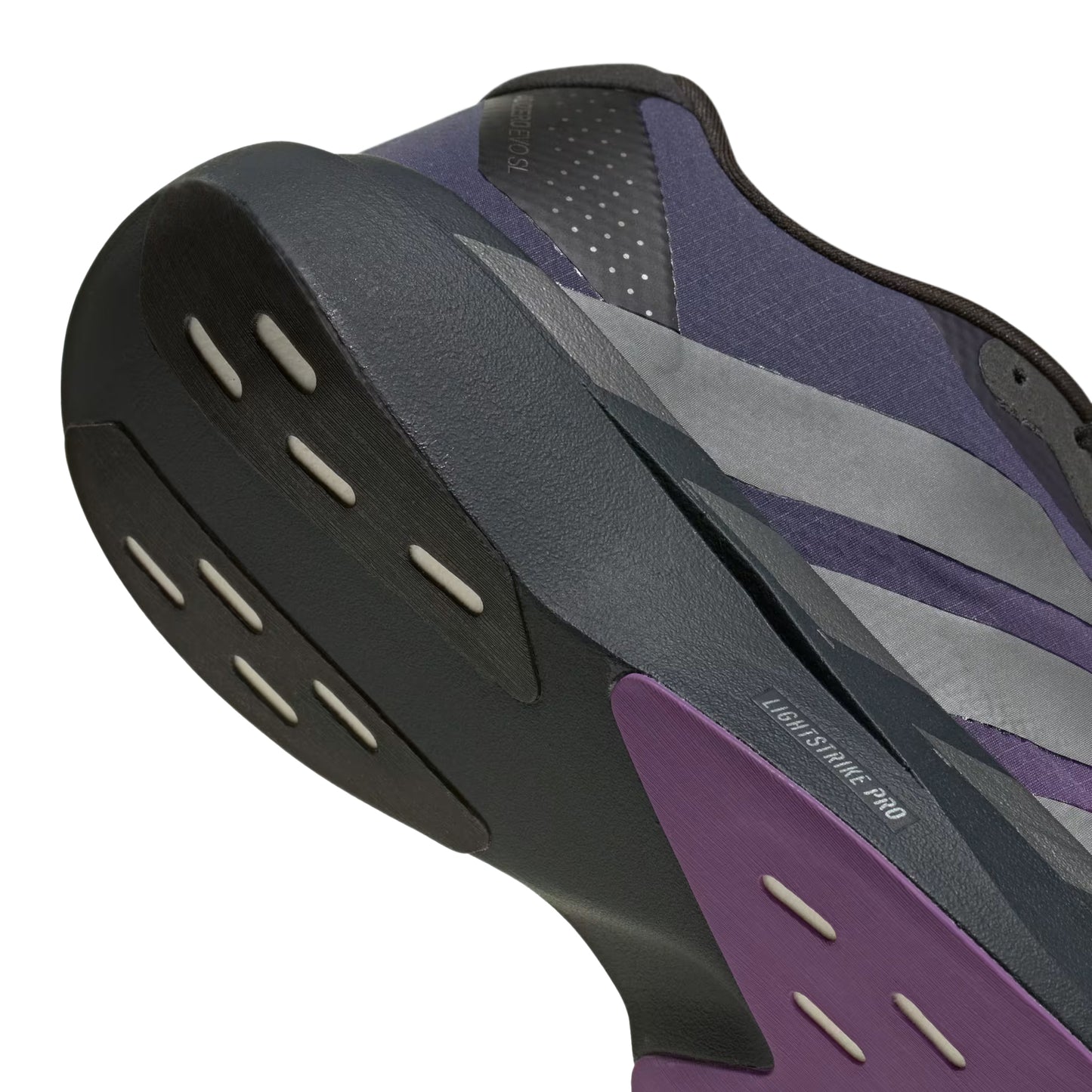 Adidas Adizero Evo SL Woven Trainer Carbon / Iron Metallic / Shock Purple