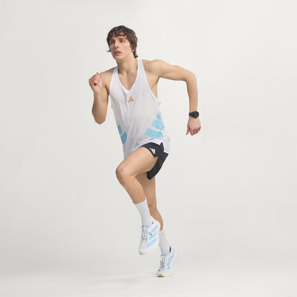 Adidas Adizero Evo SL Woven Trainer Cloud White / Clear Blue / Matte Gold - The Sporting Lodge