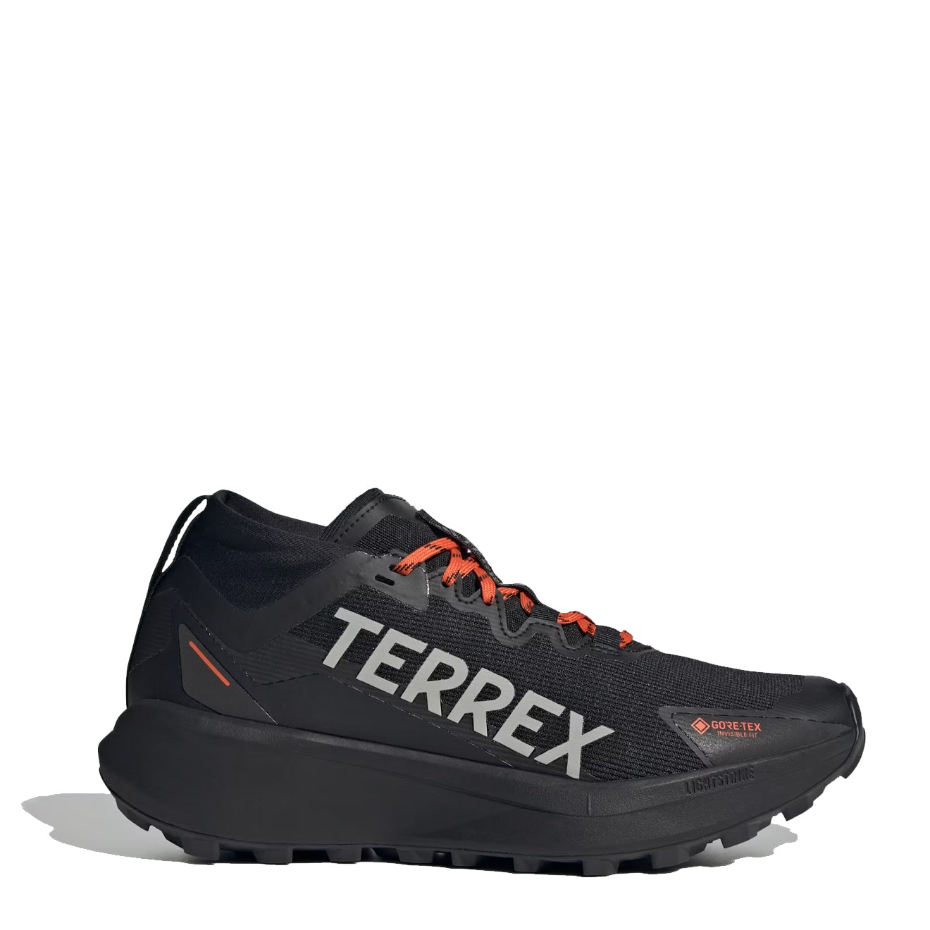 Adidas Terrex Agravic GTX Trail Running Shoe Core Black Grey Semi Impact Orange