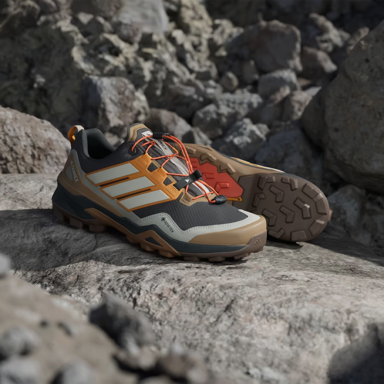 Adidas Terrex Skychaser GoreTeX Hiking Shoe Carbon / Off White / Pure Tangerine - The Sporting Lodge