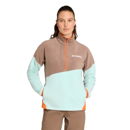 Adidas Terrex Womens MT Fleece Anorak Trace Brown / Semi Flash Aqua / Semi Impact Orange