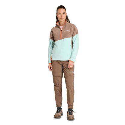 Adidas Terrex Womens MT Fleece Anorak Trace Brown / Semi Flash Aqua / Semi Impact Orange