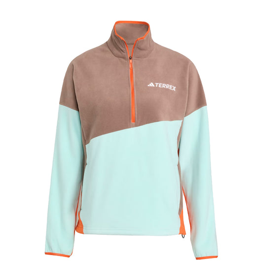 Adidas Terrex Womens MT Fleece Anorak Trace Brown / Semi Flash Aqua / Semi Impact Orange