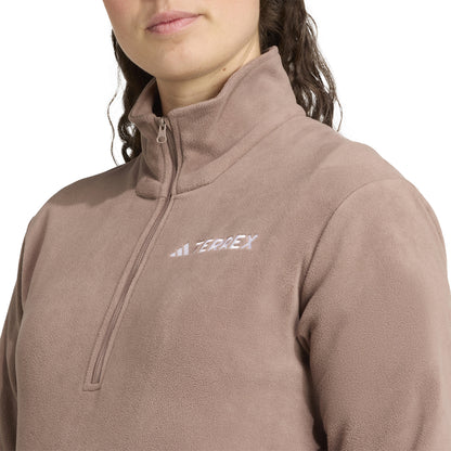 Adidas Terrex Womens MT Halfzip Fleece Trace Brown - The Sporting Lodge