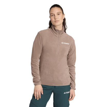 Adidas Terrex Womens MT Halfzip Fleece Trace Brown - The Sporting Lodge