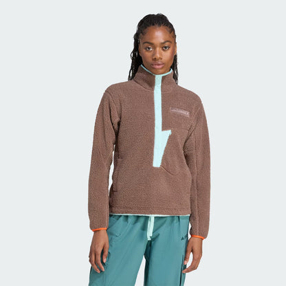 Adidas Terrex Womens XPL Pile Snap Fleece Earth Strata / Semi Flash Aqua