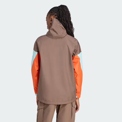 Adidas Terrex Womens Xploric 2.5L Climaproof Anorak Earth Strata / Semi Flash Aqua / Semi Impact Orange