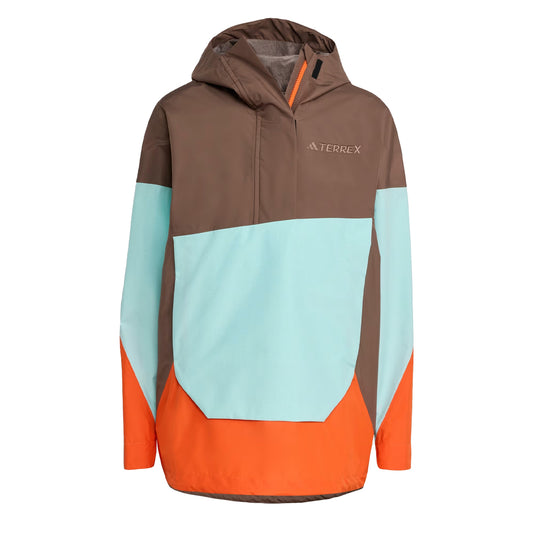 Adidas Terrex Womens Xploric 2.5L Climaproof Anorak Earth Strata / Semi Flash Aqua / Semi Impact Orange