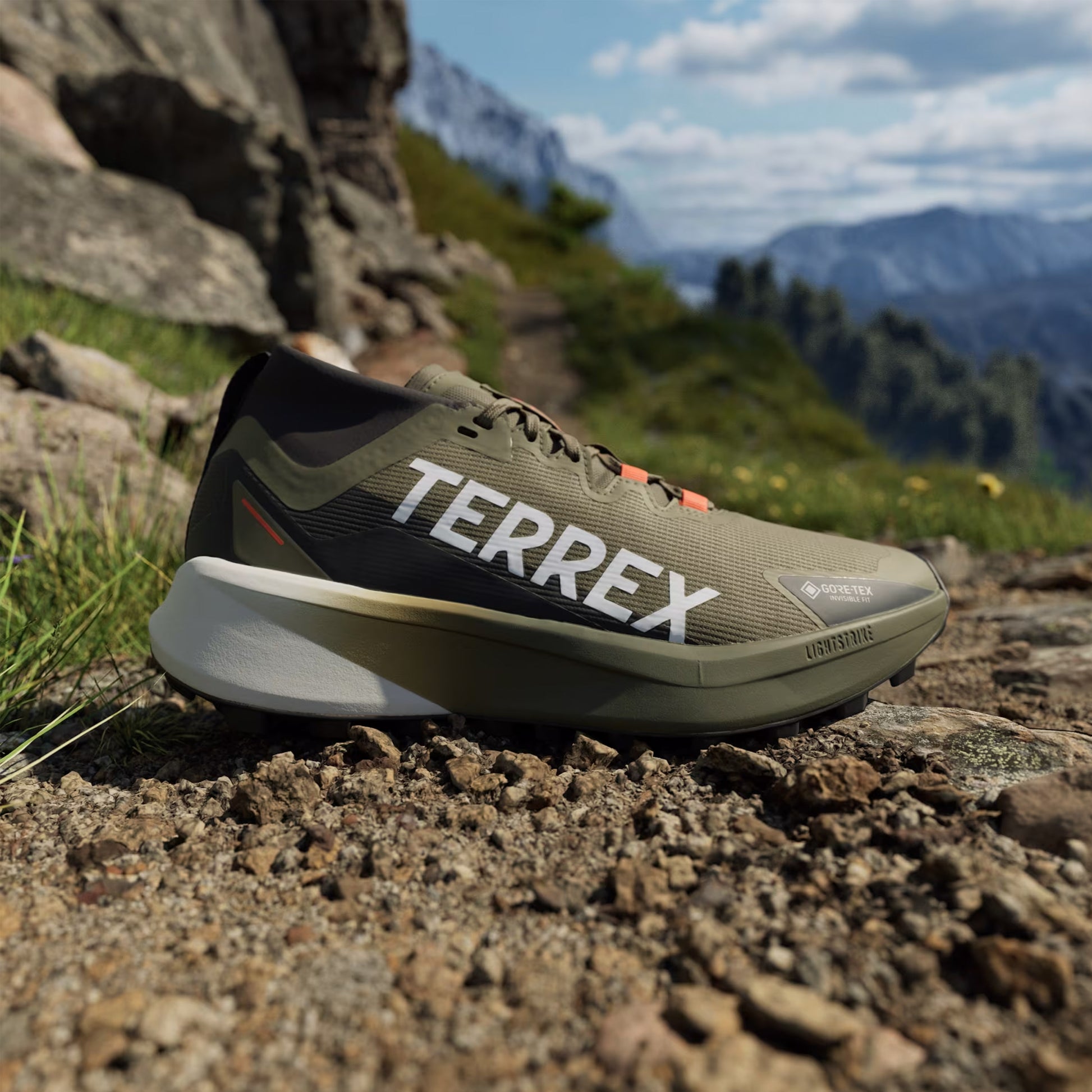 Adidas Terrex trail running shoes Agravic Black / Green - The Sporting Lodge
