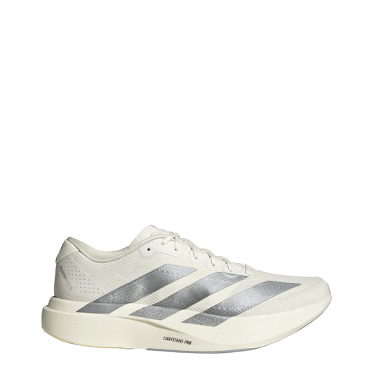 Adidas Womens Adizero Evo SL Woven Trainers Core White / Halo Silver - The Sporting Lodge