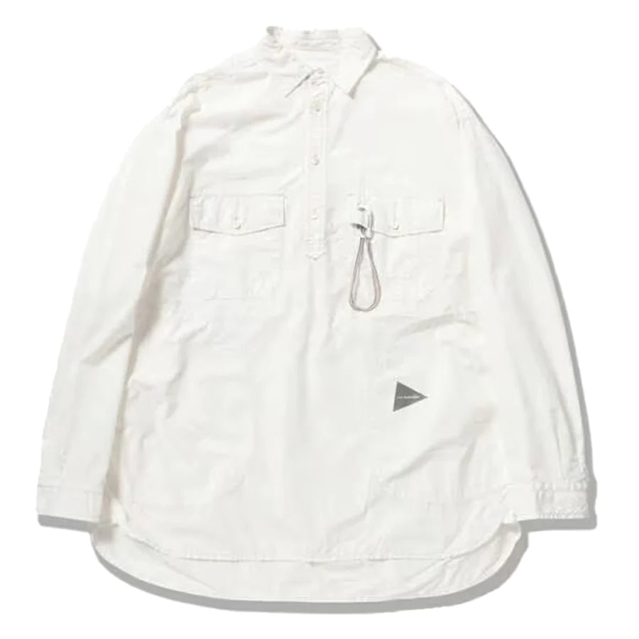 And Wander Cordura Typewriter L/S Over Shirt White - The Sporting Lodge