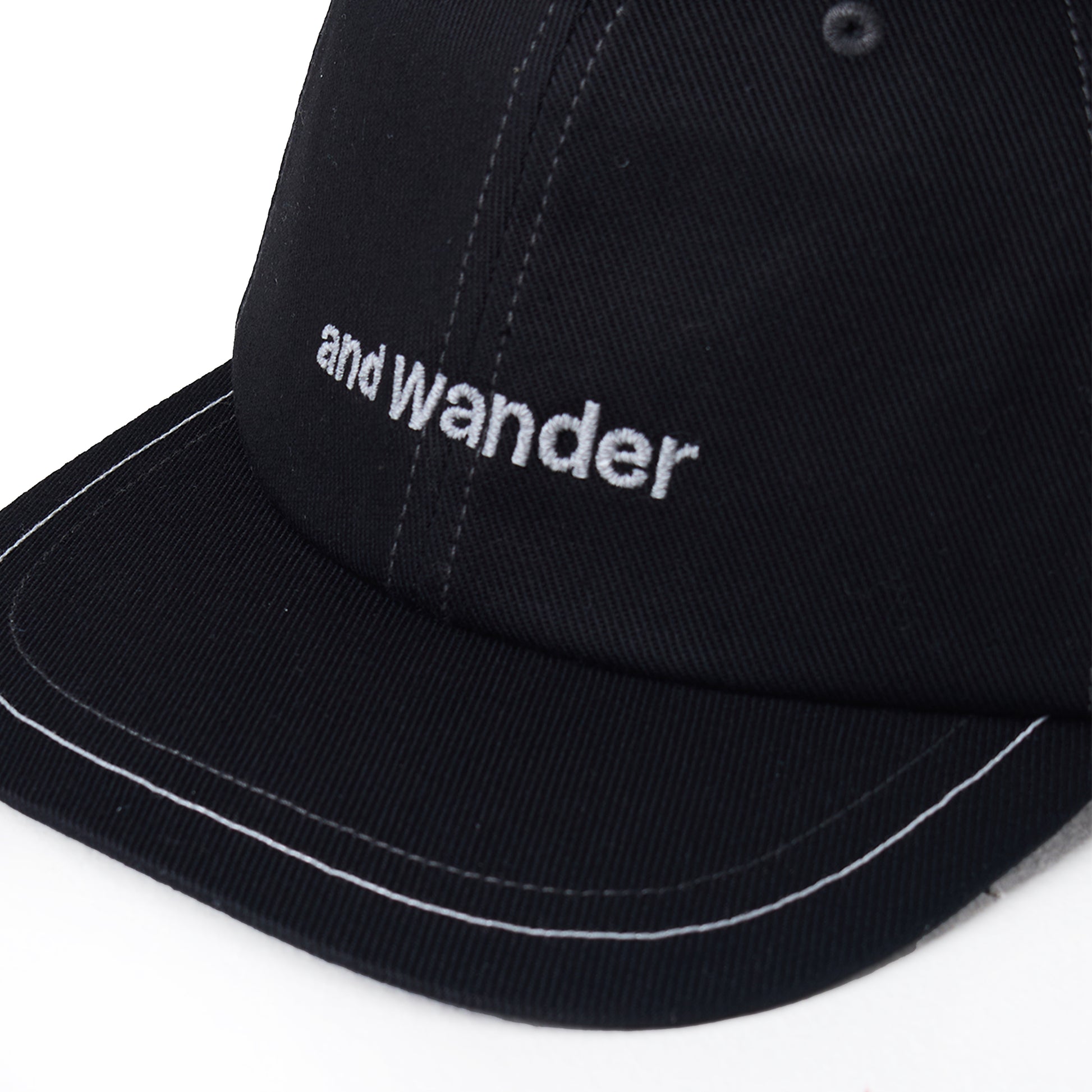 And Wander Cotton Twill Cap Black - The Sporting Lodge