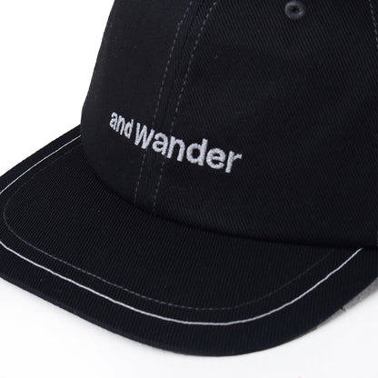 And Wander Cotton Twill Cap Black - The Sporting Lodge
