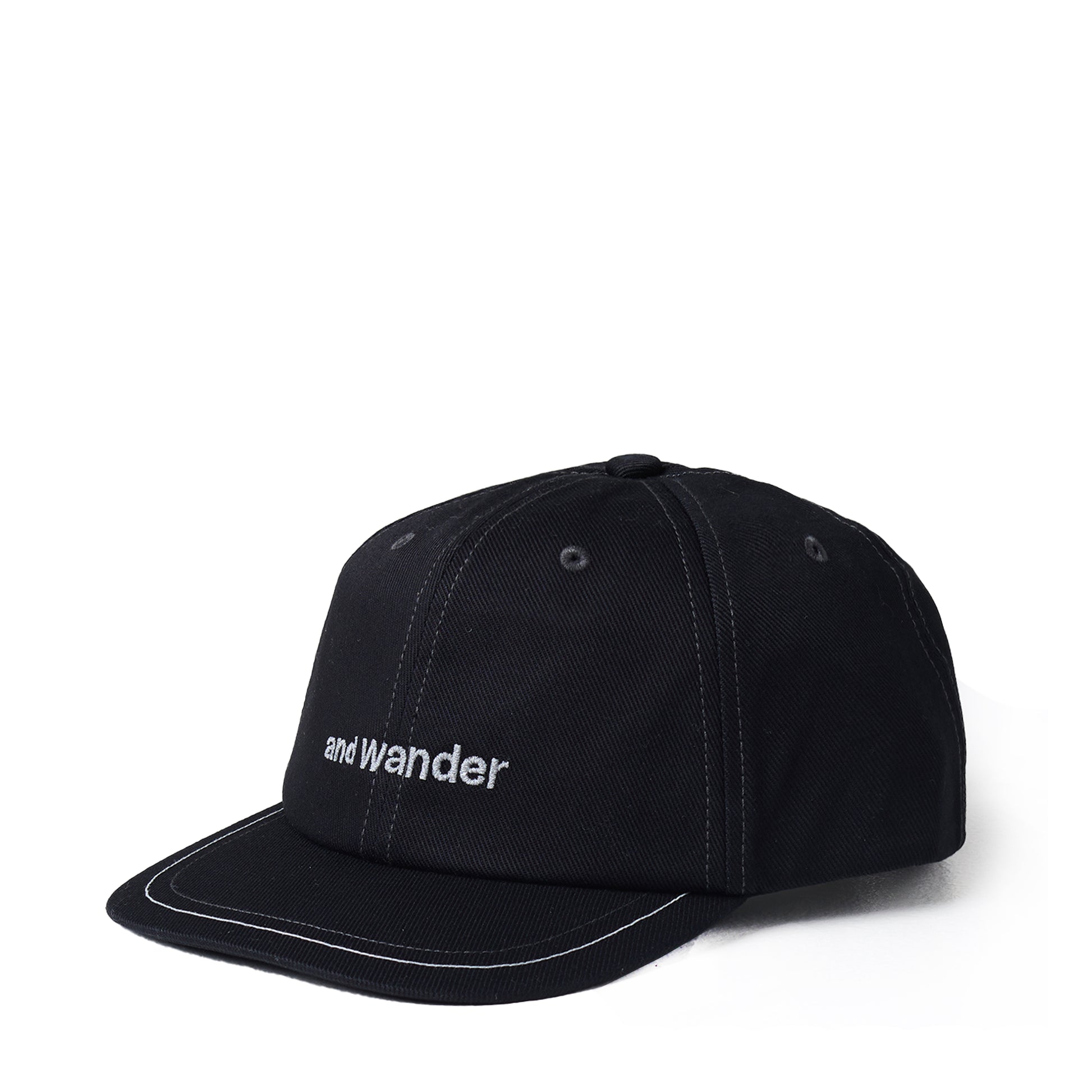 And Wander Cotton Twill Cap Black - The Sporting Lodge