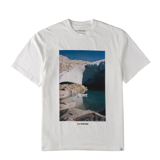 And Wander Gracier Printed T-Shirt White - The Sporting Lodge