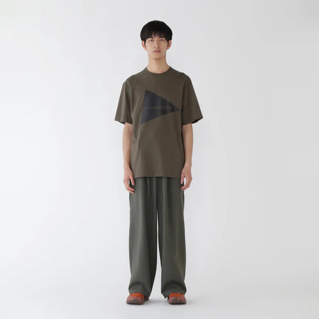 And Wander Logo S/S T-Shirt Khaki
