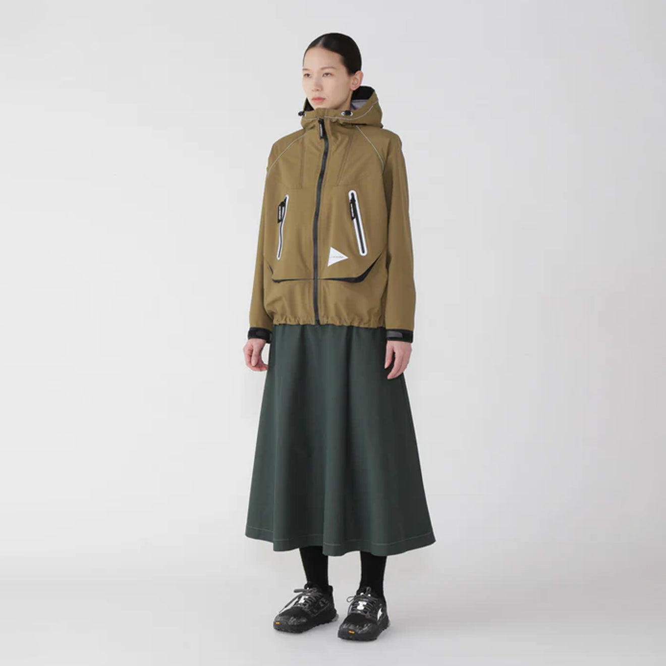 And Wander Loose Fitting Rain Jacket Yellow Olive
