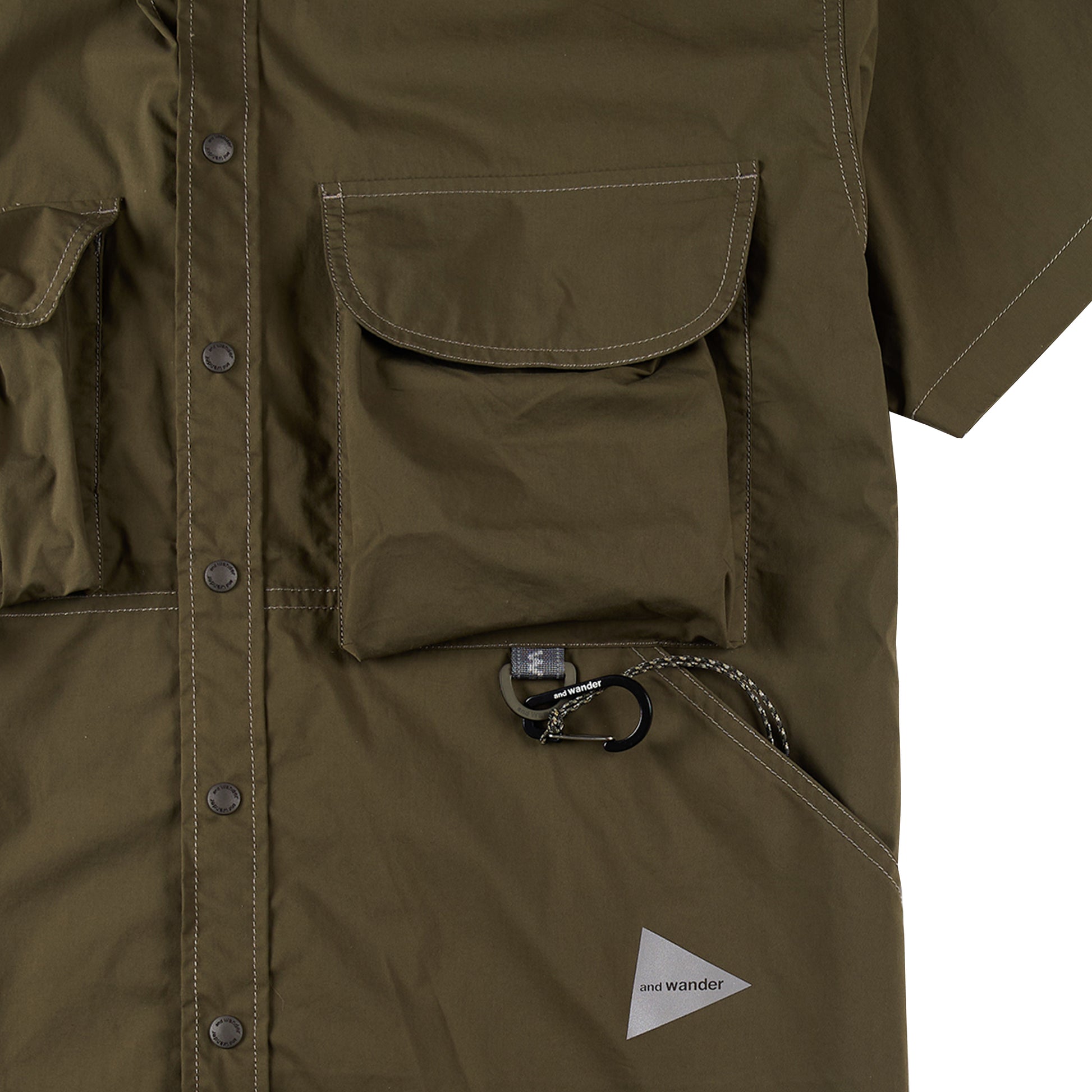 And Wander Multi Pocket S/S Shirt Khaki - The Sporting Lodge