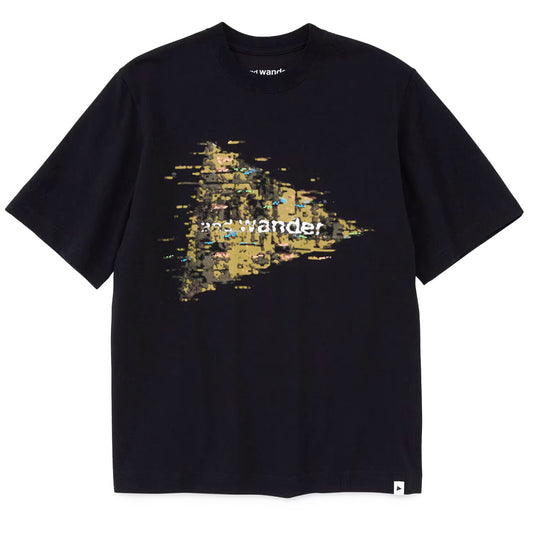 And Wander Womens Noizy Logo Printed T-Shirt Black - The Sporting Lodge