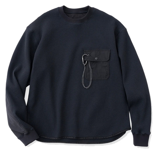 And Wander Pe Waffle L/S Tee Black - The Sporting Lodge