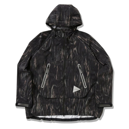 And Wander Printed Rain Jacket Black