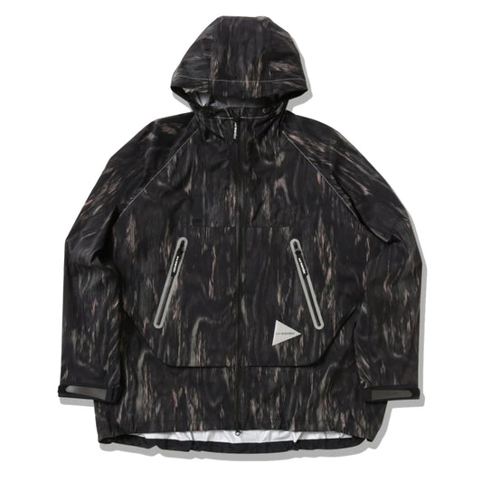 And Wander Printed Rain Jacket Black