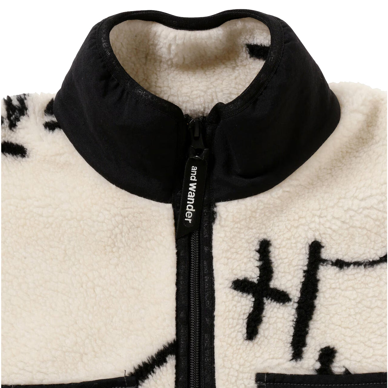 And Wander Womens Daijiro Ohara Map Key Boa Jacket Off White - The Sporting Lodge