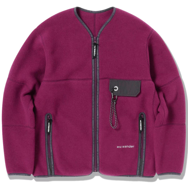 And Wander Womens Wool Fleece Cardigan Purple | The Sporting
