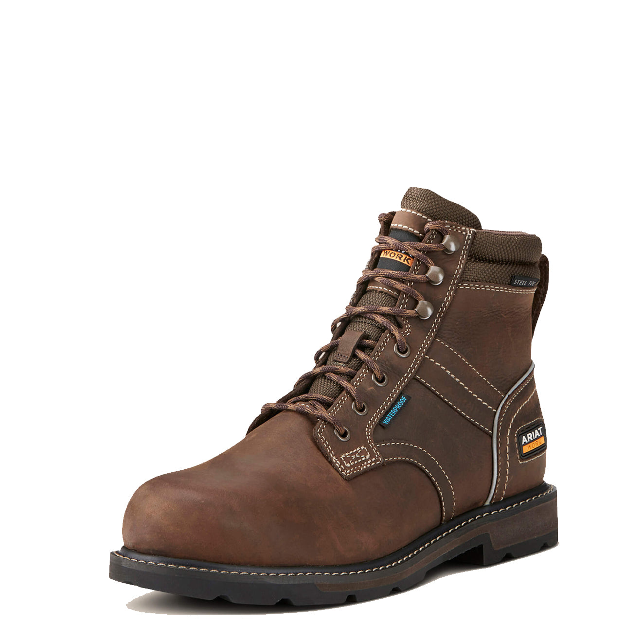 Ariat Groundbreaker 6-Inch Lace Steel Toe Waterproof Work Boot Dark Brown - The Sporting Lodge