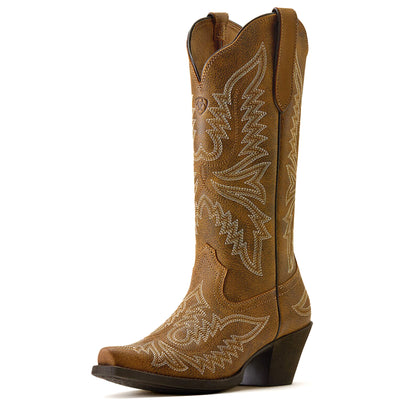 Ariat Womens Round Up Collins D Toe Western Boot Brown Bomber
