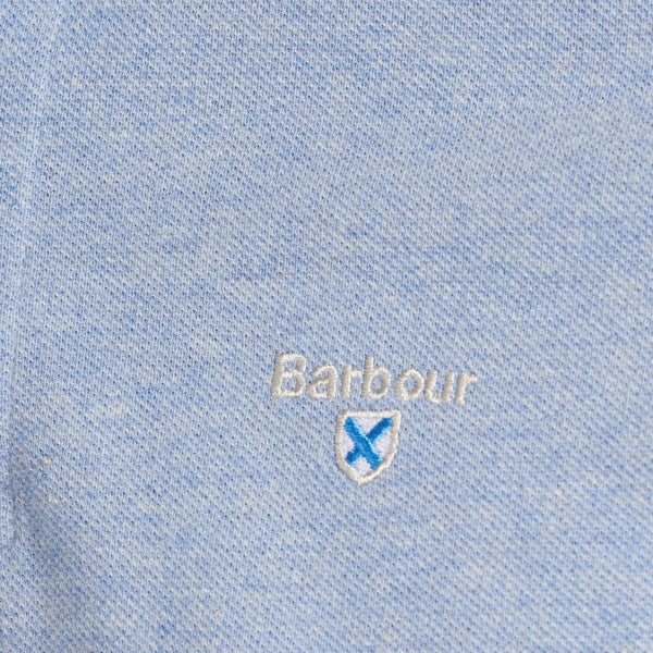 Barbour Tartan Cotton Pique Polo Shirt Sky Marl