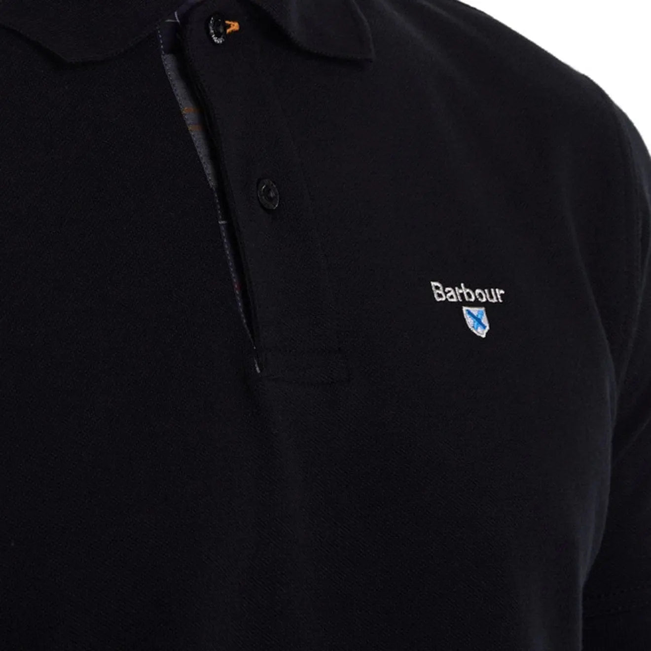 Barbour Tartan Cotton Pique Polo Shirt Black - The Sporting Lodge