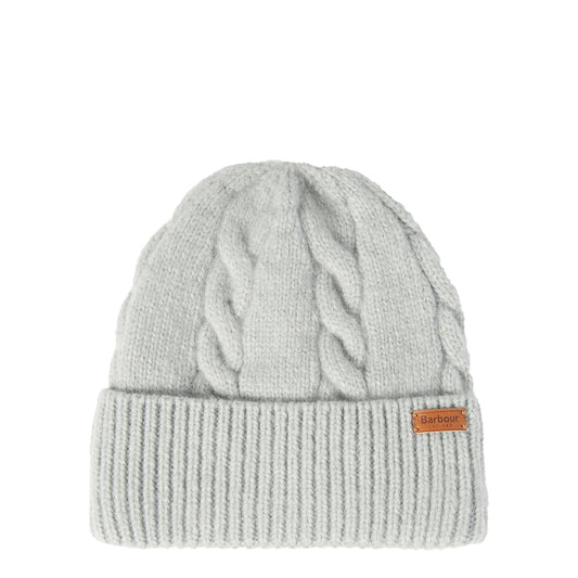 Barbour Womens Meadow Cable Knit Beanie Light Grey - The Sporting Lodge