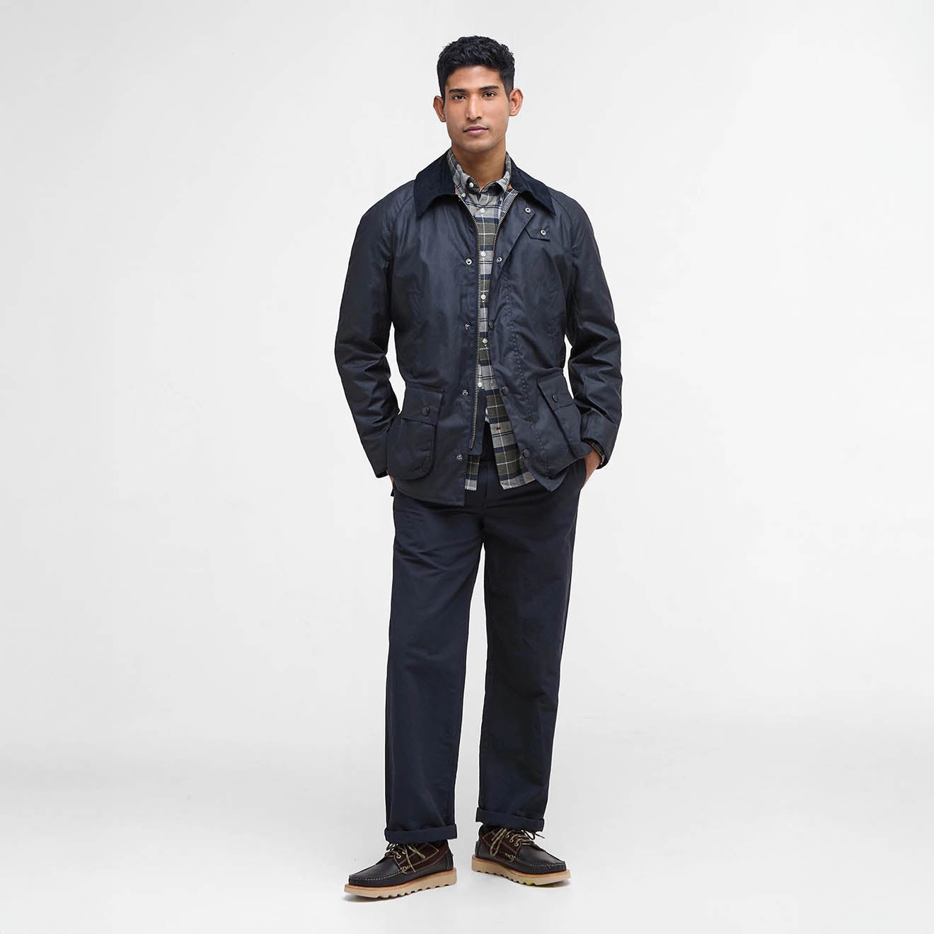 Barbour Ashby Waxed Jacket Navy - The Sporting Lodge