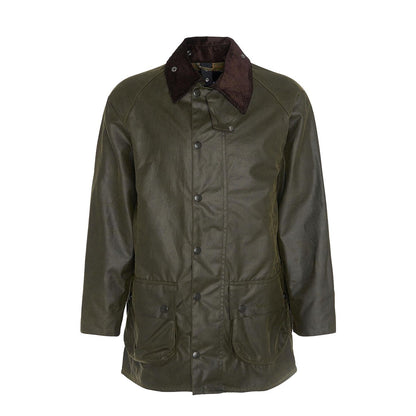Barbour Beaufort Wax Jacket Archive Olive men’s full front view with cord collar
