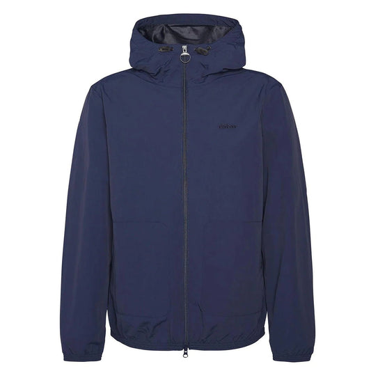 Barbour Berwick Showerproof Jacket Classic Navy men’s full front view with hood and zip fastening