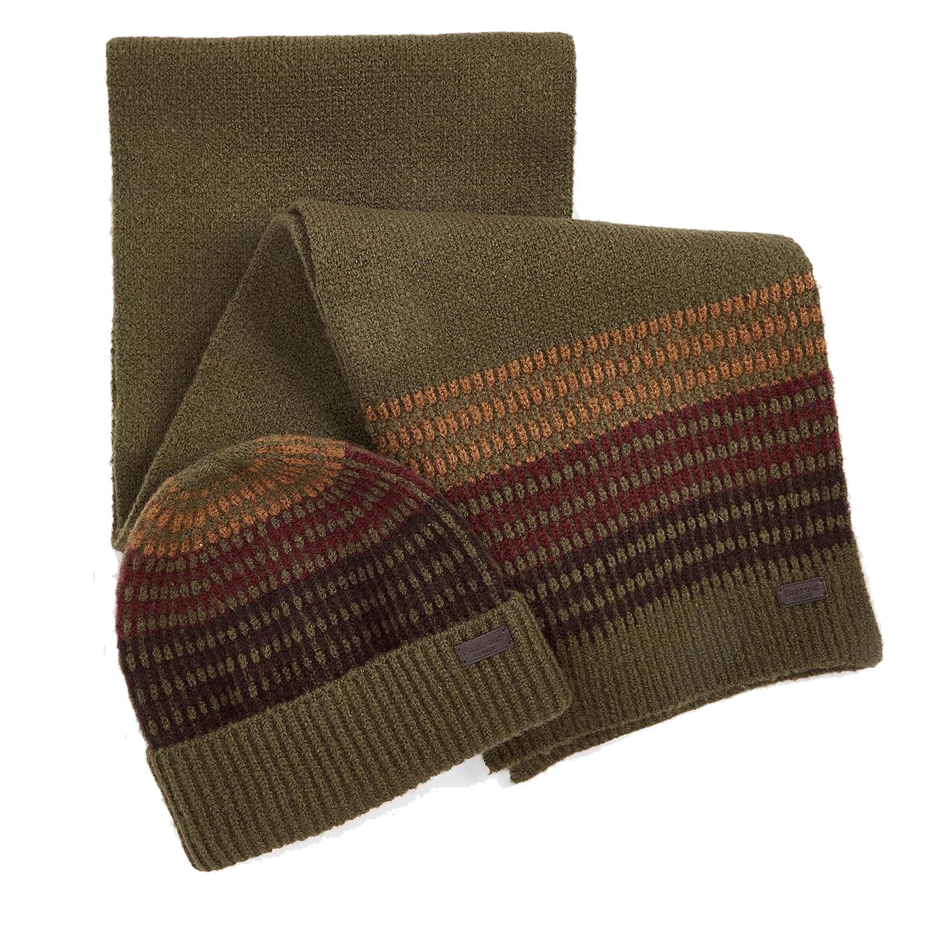 Barbour Branton Beanie & Scarf Gift Set Army Green - The Sporting Lodge