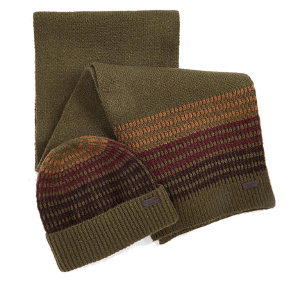 Barbour Branton Beanie & Scarf Gift Set Army Green - The Sporting Lodge