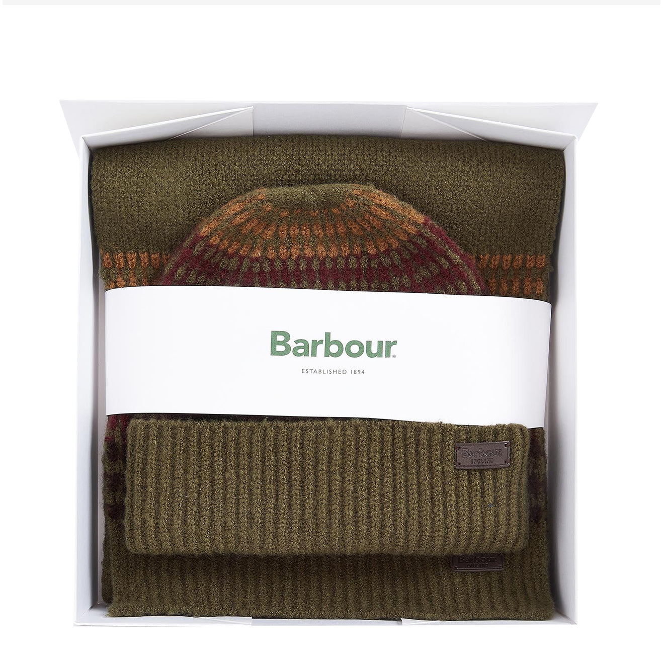 Barbour Branton Beanie & Scarf Gift Set Army Green - The Sporting Lodge