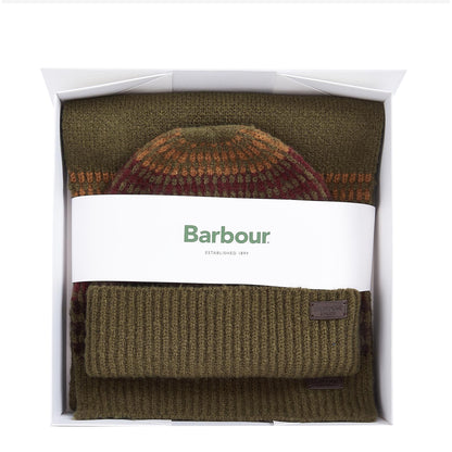Barbour Branton Beanie & Scarf Gift Set Army Green - The Sporting Lodge