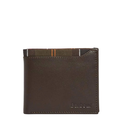 Barbour Brodick Leather/Tartan Billfold Wallet Brown / Classic
