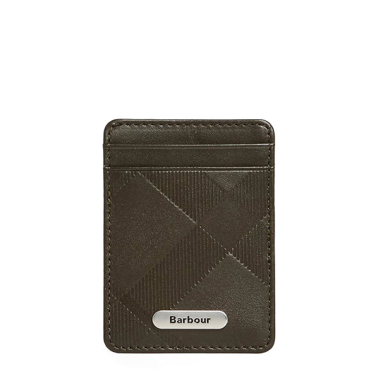 Barbour Brunton Leather Card Holder Dark Olive