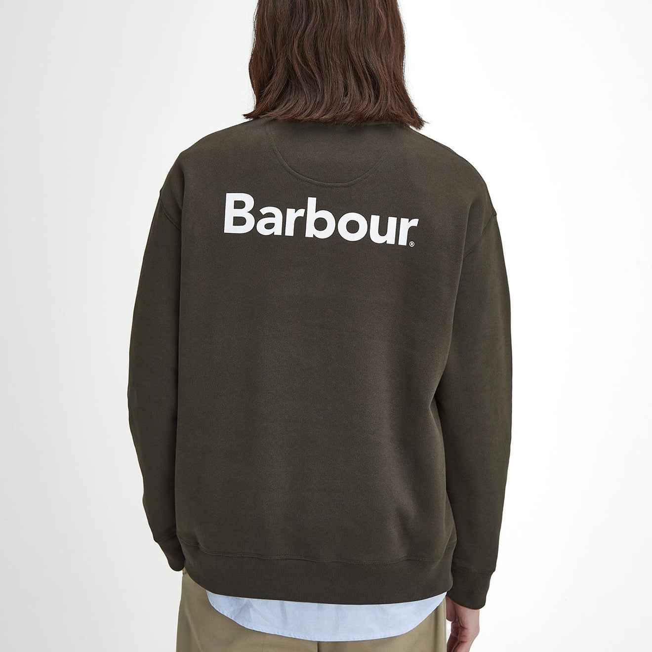 Barbour Brushed Nicholas OS Crew Neck Sweatshirt Sage - The Sporting Lodge